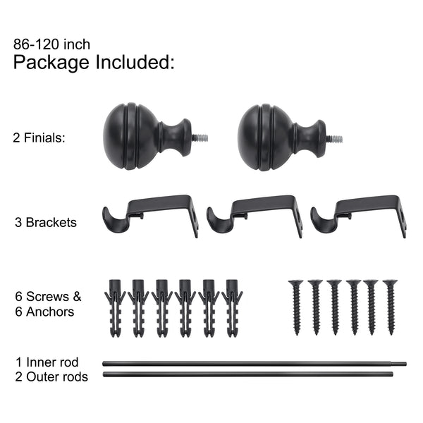 LOFT97 D142/4/8XX Wall Mounted 5/8 Inch Curtain Rod - Curtain Rods Adjustable Drapery Rods, Bedroom & Living Room Decorative Curtain Rods, Tapestry Poles
