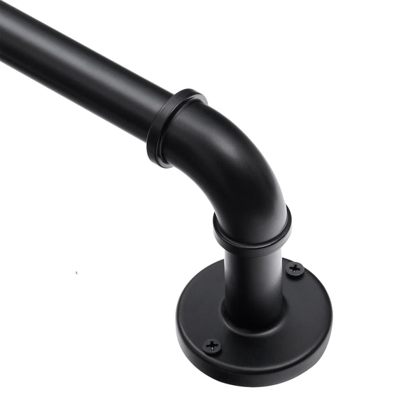 Loft97 D192/4/8XX Wall Mounted 1 inch Industrial Curtain Rods for Windows, Blackout Curtain Rod, Wrap Around Heavy Duty Curtain Rods, Indoor and Outdoor, Rustic Style, Matte Black