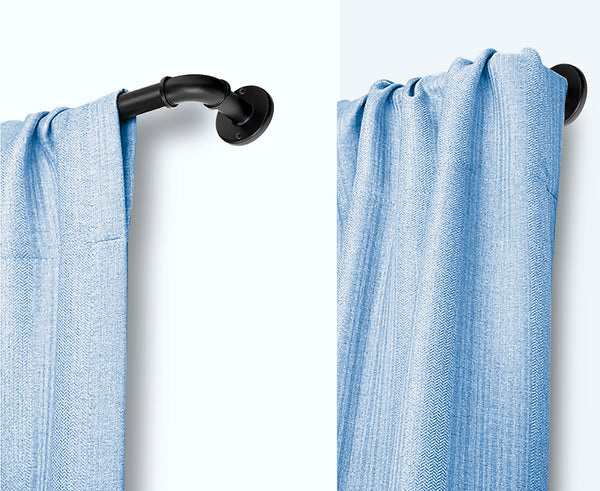 Loft97 D192/4/8XX Wall Mounted 1 inch Industrial Curtain Rods for Windows, Blackout Curtain Rod, Wrap Around Heavy Duty Curtain Rods, Indoor and Outdoor, Rustic Style, Matte Black