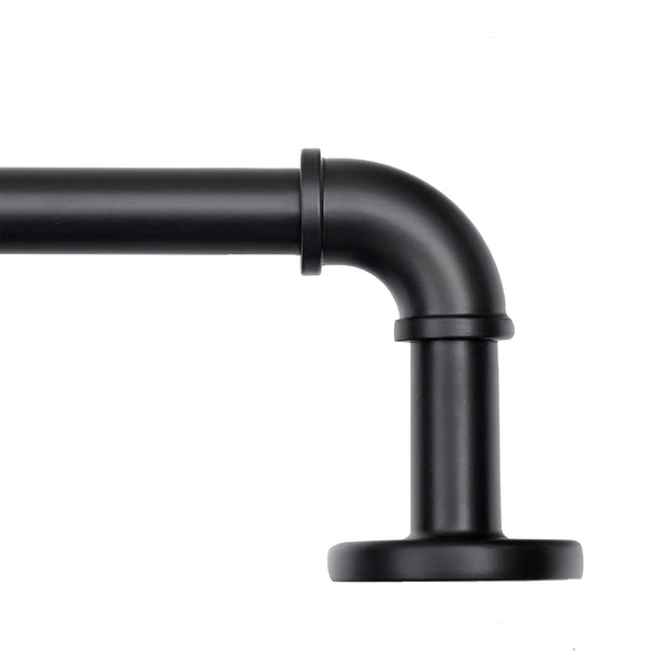 Loft97 D192/4/8XX Wall Mounted 1 inch Industrial Curtain Rods for Windows, Blackout Curtain Rod, Wrap Around Heavy Duty Curtain Rods, Indoor and Outdoor, Rustic Style, Matte Black