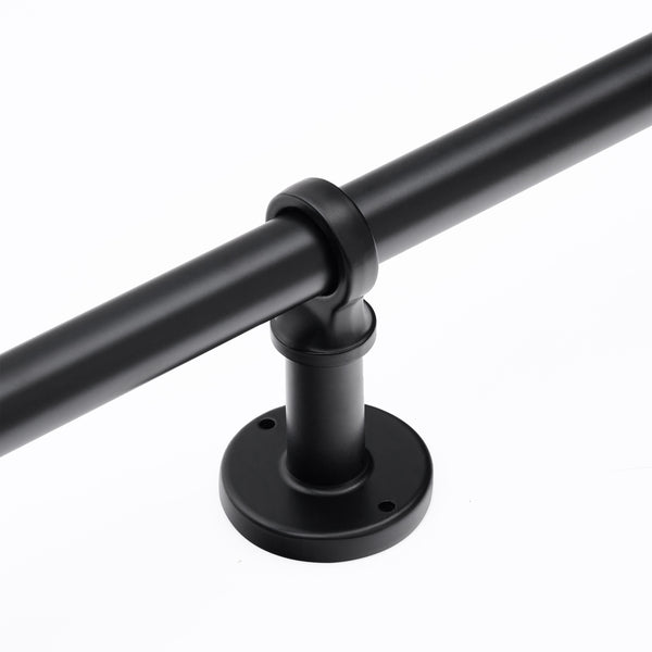Loft97 D192/4/8XX Wall Mounted 1 inch Industrial Curtain Rods for Windows, Blackout Curtain Rod, Wrap Around Heavy Duty Curtain Rods, Indoor and Outdoor, Rustic Style, Matte Black