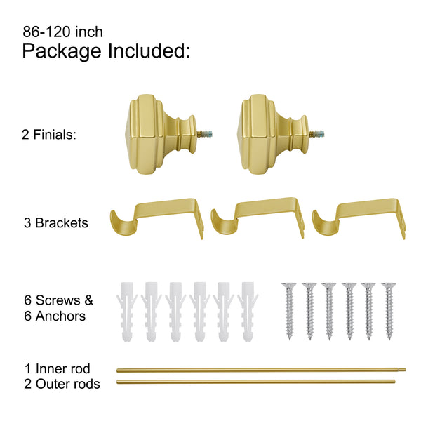 Loft97 D28XX Wall Mounted 5/8 Inch Curtain Rod - Curtain Rods For Windows, Adjustable Drapery Rods, Curtain Rods, Bedroom & Living Room Decorative Curtain Rods, Tapestry Poles