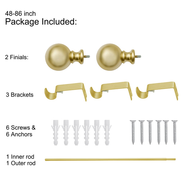 Loft97 D34XX Wall Mounted 3/4 Inch Curtain Rod - Curtain Rods For Windows, Adjustable Drapery Rods, Curtain Rods, Bedroom & Living Room Decorative Curtain Rods, Tapestry Poles