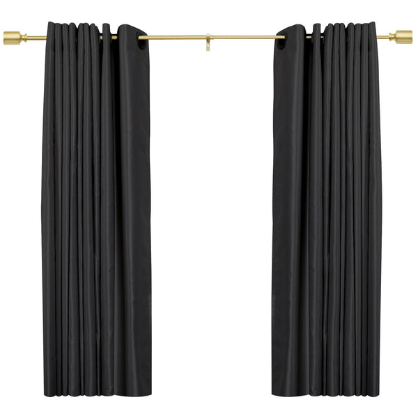 Loft97 D74Z/D74GD Curtain Rod with Decorative Cap Finial, 48-86", Black & Gold