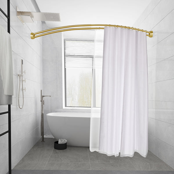 Loft97 Rustproof Aluminum Double Curved Shower Curtain Rod, Adjustable Double Shower Rod from 45" to 72", Expandable, Wall Mounted