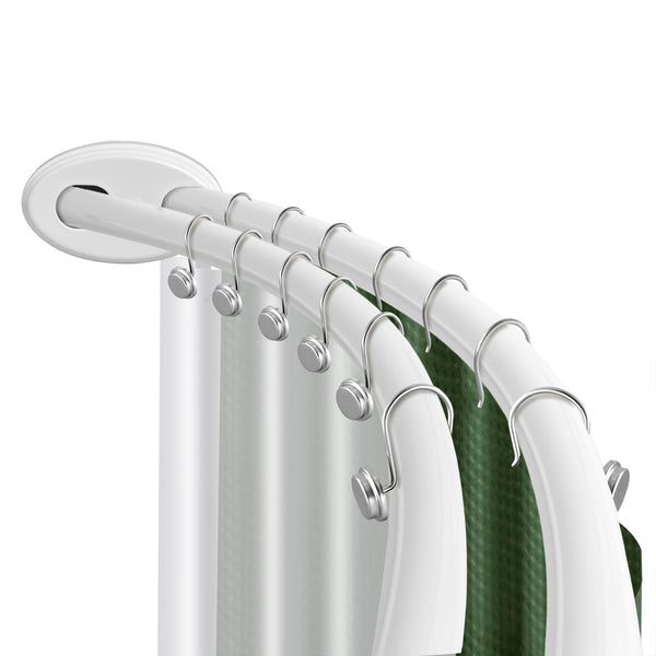 Loft97 DCR2XX Rustproof Wall Mounted Aluminum Double Curved Shower Curtain Rod, Screw Mount Rod, Stronger and More Secure Than Tension, Adjustable Double Shower Rod from 45" to 72", Expandable