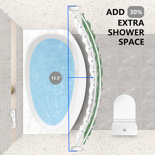 Loft97 DCR2XX Rustproof Wall Mounted Aluminum Double Curved Shower Curtain Rod, Screw Mount Rod, Stronger and More Secure Than Tension, Adjustable Double Shower Rod from 45" to 72", Expandable