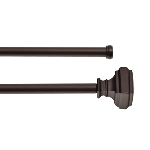 LOFT97 DD162/4/8RB Wall Mounted Window Treatment Telescoping Double Curtain Rod Set with Classic Cap, 5/8-Inch Diameter, Oil Rubbed Bronze