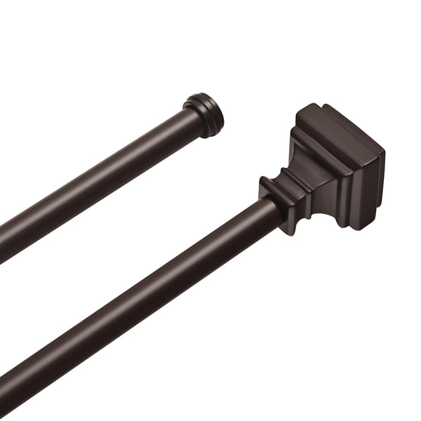 LOFT97 DD162/4/8RB Wall Mounted Window Treatment Telescoping Double Curtain Rod Set with Classic Cap, 5/8-Inch Diameter, Oil Rubbed Bronze