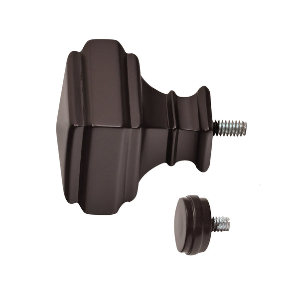 LOFT97 DD162/4/8RB Wall Mounted Window Treatment Telescoping Double Curtain Rod Set with Classic Cap, 5/8-Inch Diameter, Oil Rubbed Bronze