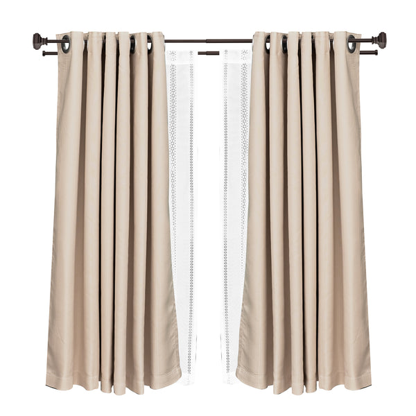 LOFT97 DD162/4/8RB Wall Mounted Window Treatment Telescoping Double Curtain Rod Set with Classic Cap, 5/8-Inch Diameter, Oil Rubbed Bronze