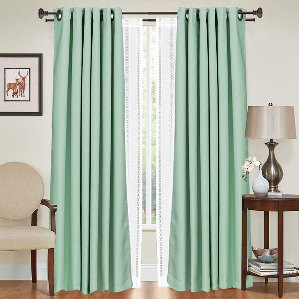 LOFT97 DD162/4/8RB Wall Mounted Window Treatment Telescoping Double Curtain Rod Set with Classic Cap, 5/8-Inch Diameter, Oil Rubbed Bronze