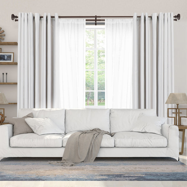 LOFT97 DD162/4/8RB Wall Mounted Window Treatment Telescoping Double Curtain Rod Set with Classic Cap, 5/8-Inch Diameter, Oil Rubbed Bronze