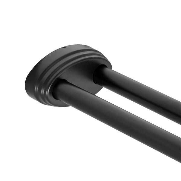 Loft97 DLR1XX Rustproof Wall Mounted Aluminum Double L Shaped Shower Curtain Rod 72" L x 31.7" W,  with 24 Shower Liner Hooks for interior rod included  & Ceiling Support , Wall Mounted