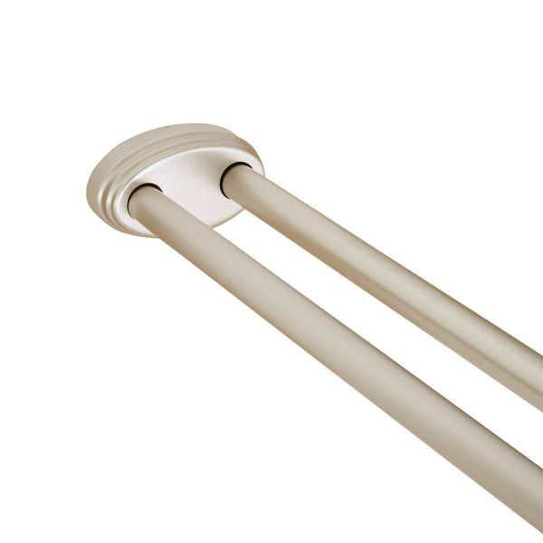 Loft97 DLR1XX Rustproof Wall Mounted Aluminum Double L Shaped Shower Curtain Rod 72" L x 31.7" W,  with 24 Shower Liner Hooks for interior rod included  & Ceiling Support , Wall Mounted