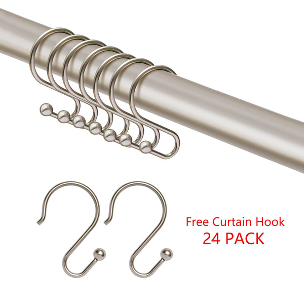 Loft97 DLR1XX Rustproof Wall Mounted Aluminum Double L Shaped Shower Curtain Rod 72" L x 31.7" W,  with 24 Shower Liner Hooks for interior rod included  & Ceiling Support , Wall Mounted