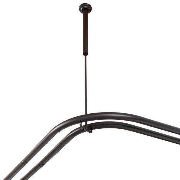 Loft97 DLR1XX Rustproof Wall Mounted Aluminum Double L Shaped Shower Curtain Rod 72" L x 31.7" W,  with 24 Shower Liner Hooks for interior rod included  & Ceiling Support , Wall Mounted