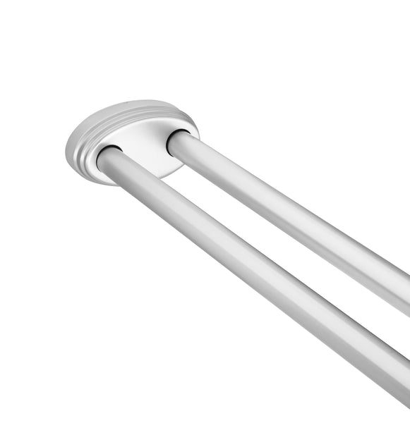 Loft97 DLR1XX Rustproof Wall Mounted Aluminum Double L Shaped Shower Curtain Rod 72" L x 31.7" W,  with 24 Shower Liner Hooks for interior rod included  & Ceiling Support , Wall Mounted