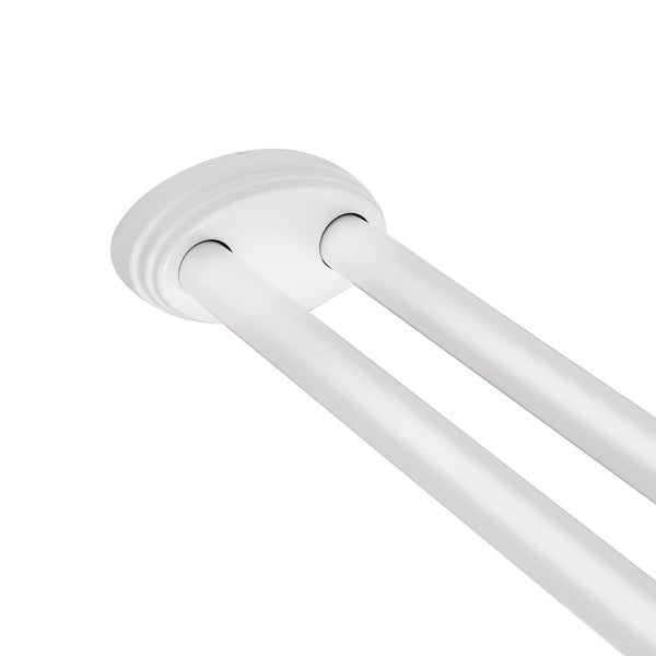 Loft97 DLR1XX Rustproof Wall Mounted Aluminum Double L Shaped Shower Curtain Rod 72" L x 31.7" W,  with 24 Shower Liner Hooks for interior rod included  & Ceiling Support , Wall Mounted