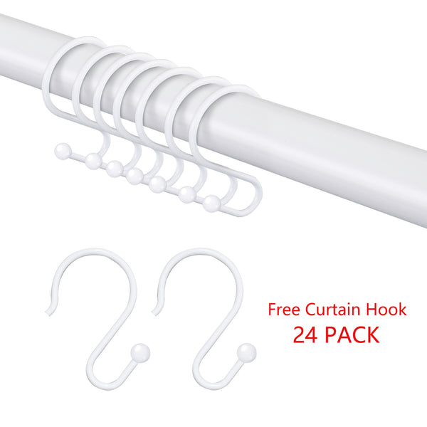 Loft97 DLR1XX Rustproof Wall Mounted Aluminum Double L Shaped Shower Curtain Rod 72" L x 31.7" W,  with 24 Shower Liner Hooks for interior rod included  & Ceiling Support , Wall Mounted