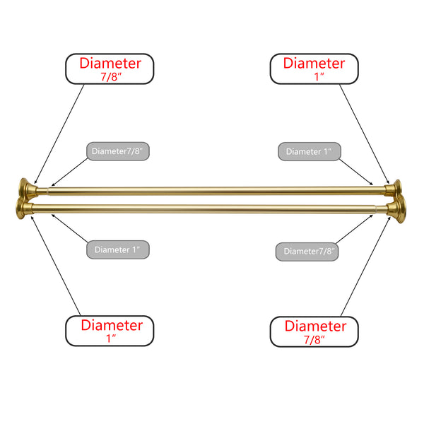 Loft97 DS1XX Adjustable 72-Inch Double Shower Curtain Tension Rods - Rust-Proof Aluminum with  Rubber End Cap, Easy Installation - Extendable, Ideal for Bathroom, Retractable, Wall-to-Wall - No Drilling