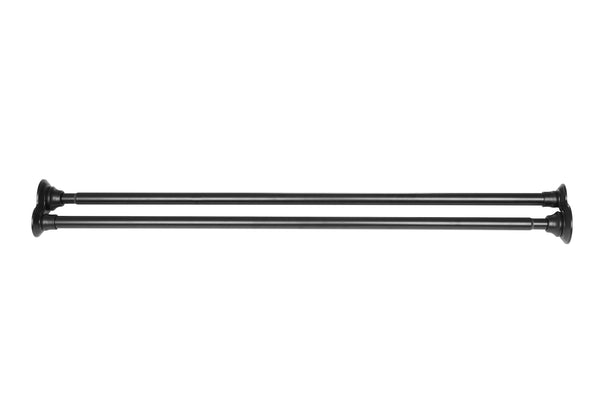 Loft97 DS9XX Adjustable 72-Inch Double Shower Curtain Tension Rods - Rust-Proof Aluminum with  Rubber End Cap, Easy Installation - Extendable, Ideal for Bathroom, Retractable, Wall-to-Wall - No Drilling, Includes shower rings and shower liner