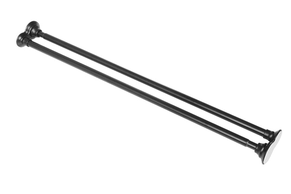 Loft97 DS9XX Adjustable 72-Inch Double Shower Curtain Tension Rods - Rust-Proof Aluminum with  Rubber End Cap, Easy Installation - Extendable, Ideal for Bathroom, Retractable, Wall-to-Wall - No Drilling, Includes shower rings and shower liner