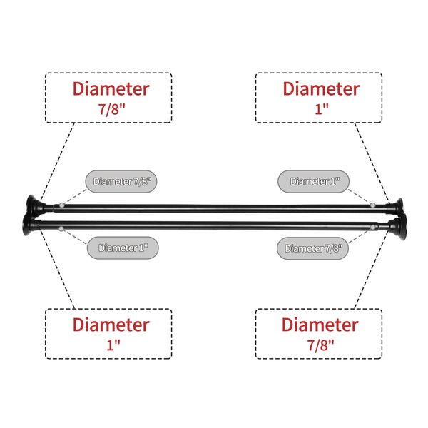 Loft97 DS9XX Adjustable 72-Inch Double Shower Curtain Tension Rods - Rust-Proof Aluminum with  Rubber End Cap, Easy Installation - Extendable, Ideal for Bathroom, Retractable, Wall-to-Wall - No Drilling, Includes shower rings and shower liner