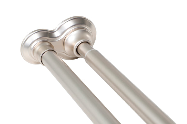 Loft97 DS9XX Adjustable 72-Inch Double Shower Curtain Tension Rods - Rust-Proof Aluminum with  Rubber End Cap, Easy Installation - Extendable, Ideal for Bathroom, Retractable, Wall-to-Wall - No Drilling, Includes shower rings and shower liner