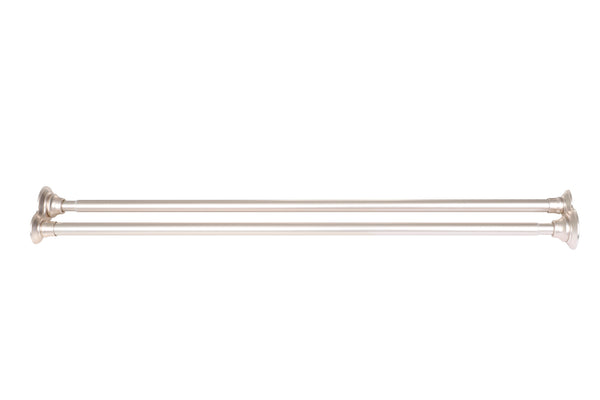 Loft97 DS9XX Adjustable 72-Inch Double Shower Curtain Tension Rods - Rust-Proof Aluminum with  Rubber End Cap, Easy Installation - Extendable, Ideal for Bathroom, Retractable, Wall-to-Wall - No Drilling, Includes shower rings and shower liner