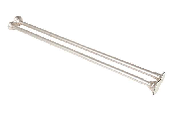 Loft97 DS9XX Adjustable 72-Inch Double Shower Curtain Tension Rods - Rust-Proof Aluminum with  Rubber End Cap, Easy Installation - Extendable, Ideal for Bathroom, Retractable, Wall-to-Wall - No Drilling, Includes shower rings and shower liner