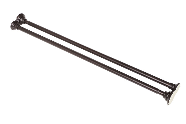 Loft97 DS9XX Adjustable 72-Inch Double Shower Curtain Tension Rods - Rust-Proof Aluminum with  Rubber End Cap, Easy Installation - Extendable, Ideal for Bathroom, Retractable, Wall-to-Wall - No Drilling, Includes shower rings and shower liner