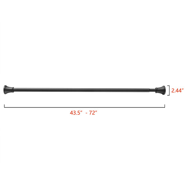 Loft97 F72BK/BN/GD Adjustable 72-Inch Shower Curtain Tension Rod - Rust-Proof Aluminum with Rubber End Cap, No Drill Installation - Extendable, Ideal for Bathroom, Retractable, Wall-to-Wall - Easy to Hang