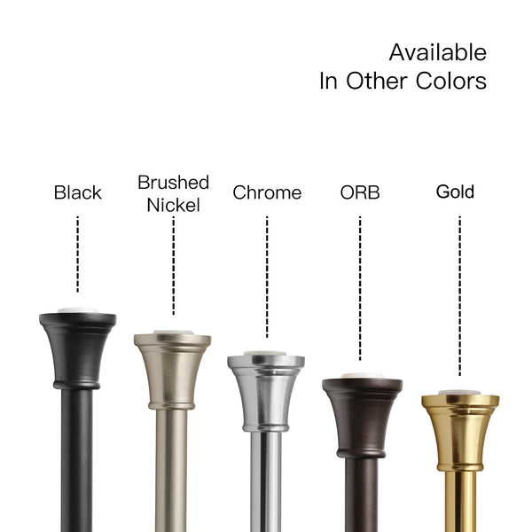 Loft97 F72BK/BN/GD Adjustable 72-Inch Shower Curtain Tension Rod - Rust-Proof Aluminum with Rubber End Cap, No Drill Installation - Extendable, Ideal for Bathroom, Retractable, Wall-to-Wall - Easy to Hang