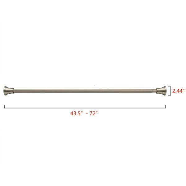 Loft97 F72BK/BN/GD Adjustable 72-Inch Shower Curtain Tension Rod - Rust-Proof Aluminum with Rubber End Cap, No Drill Installation - Extendable, Ideal for Bathroom, Retractable, Wall-to-Wall - Easy to Hang