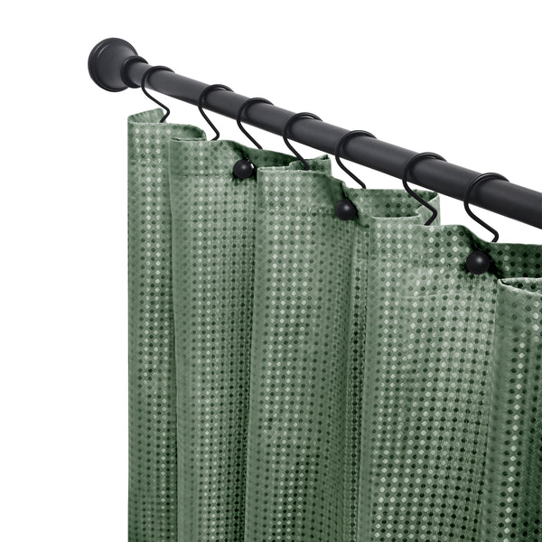 Loft97 FH72XX Adjustable 72-Inch Shower Curtain Tension Rod - Rust-Proof Aluminum with Rubber End Cap, No Drill Installation - Extendable, Ideal for Bathroom, Retractable, Wall-to-Wall - Easy to Hang, Included PEVA Shower liner and shower hooks