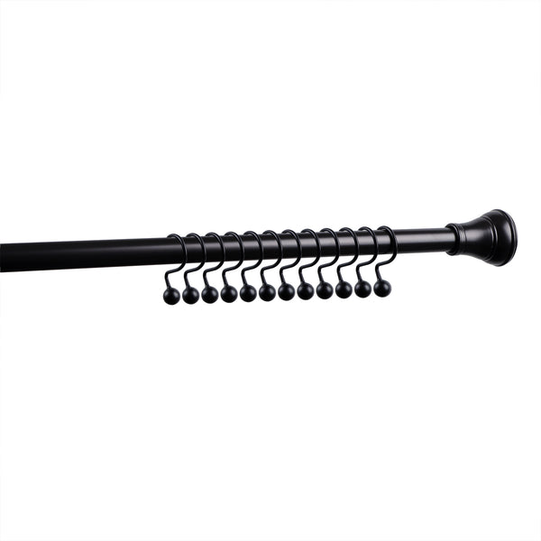 Loft97 FH72XX Adjustable 72-Inch Shower Curtain Tension Rod - Rust-Proof Aluminum with Rubber End Cap, No Drill Installation - Extendable, Ideal for Bathroom, Retractable, Wall-to-Wall - Easy to Hang, Included PEVA Shower liner and shower hooks