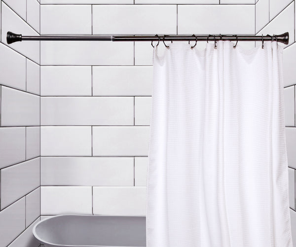 Loft97 FH72XX Adjustable 72-Inch Shower Curtain Tension Rod - Rust-Proof Aluminum with Rubber End Cap, No Drill Installation - Extendable, Ideal for Bathroom, Retractable, Wall-to-Wall - Easy to Hang, Included PEVA Shower liner and shower hooks