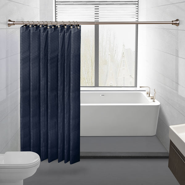 Loft97 FH72XX Adjustable 72-Inch Shower Curtain Tension Rod - Rust-Proof Aluminum with Rubber End Cap, No Drill Installation - Extendable, Ideal for Bathroom, Retractable, Wall-to-Wall - Easy to Hang, Included PEVA Shower liner and shower hooks