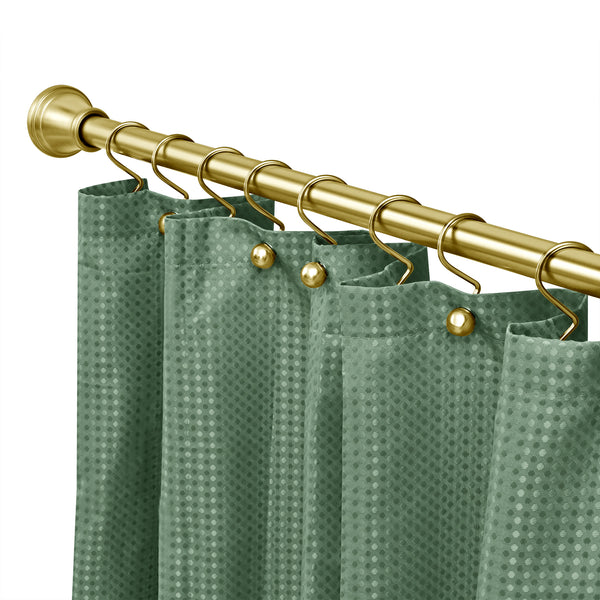 Loft97 FH72XX Adjustable 72-Inch Shower Curtain Tension Rod - Rust-Proof Aluminum with Rubber End Cap, No Drill Installation - Extendable, Ideal for Bathroom, Retractable, Wall-to-Wall - Easy to Hang, Included PEVA Shower liner and shower hooks