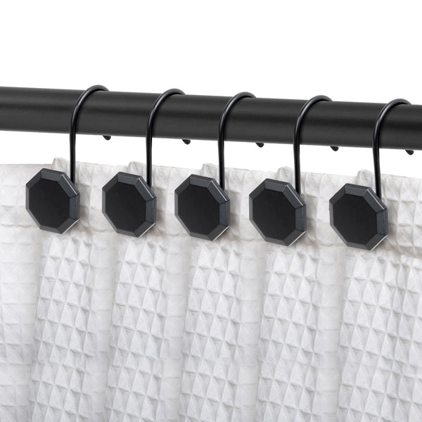 Loft97 HK27XX Shower Rings, Shower Curtain Rings for Bathroom,  Rustproof Zinc Shower Curtain Hooks Rings, Set of 12, Chrome/Oil Rubbed Bronze/Brushed Nickel/Matte Black/Gold