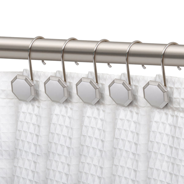 Loft97 HK27XX Shower Rings, Shower Curtain Rings for Bathroom,  Rustproof Zinc Shower Curtain Hooks Rings, Set of 12, Chrome/Oil Rubbed Bronze/Brushed Nickel/Matte Black/Gold