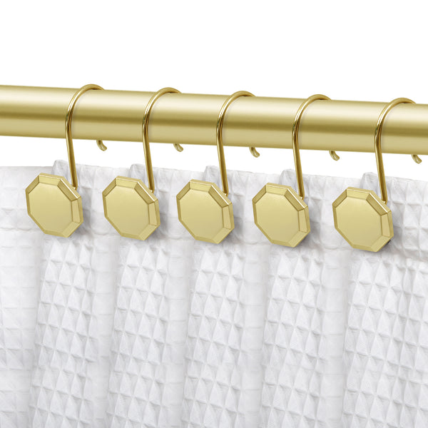 Loft97 HK27XX Shower Rings, Shower Curtain Rings for Bathroom,  Rustproof Zinc Shower Curtain Hooks Rings, Set of 12, Chrome/Oil Rubbed Bronze/Brushed Nickel/Matte Black/Gold