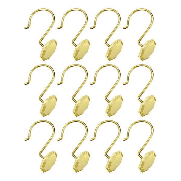 Loft97 HK27XX Shower Rings, Shower Curtain Rings for Bathroom,  Rustproof Zinc Shower Curtain Hooks Rings, Set of 12, Chrome/Oil Rubbed Bronze/Brushed Nickel/Matte Black/Gold