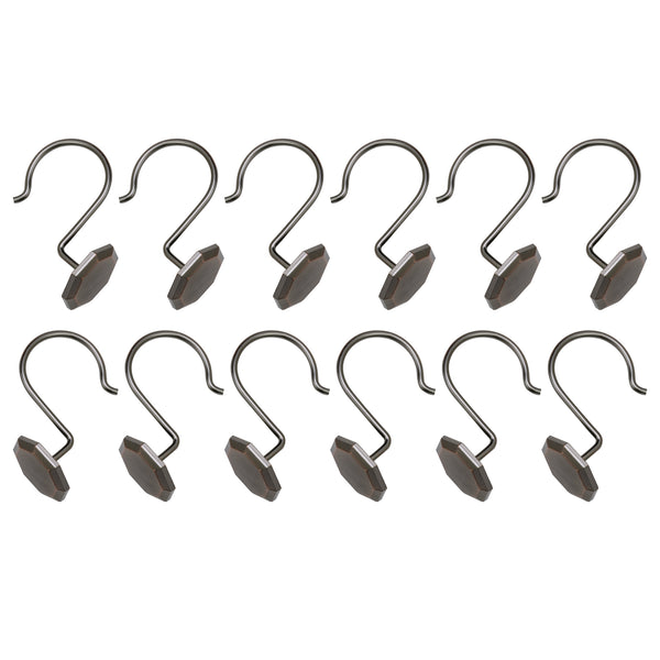 Loft97 HK27XX Shower Rings, Shower Curtain Rings for Bathroom,  Rustproof Zinc Shower Curtain Hooks Rings, Set of 12, Chrome/Oil Rubbed Bronze/Brushed Nickel/Matte Black/Gold