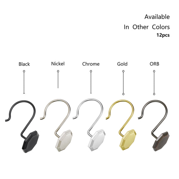 Loft97 HK27XX Shower Rings, Shower Curtain Rings for Bathroom,  Rustproof Zinc Shower Curtain Hooks Rings, Set of 12, Chrome/Oil Rubbed Bronze/Brushed Nickel/Matte Black/Gold