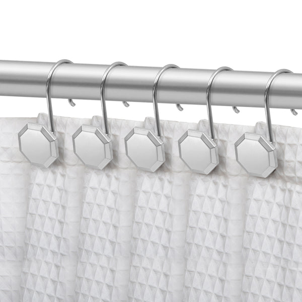 Loft97 HK27XX Shower Rings, Shower Curtain Rings for Bathroom,  Rustproof Zinc Shower Curtain Hooks Rings, Set of 12, Chrome/Oil Rubbed Bronze/Brushed Nickel/Matte Black/Gold