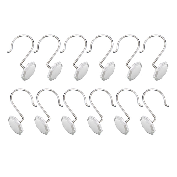 Loft97 HK27XX Shower Rings, Shower Curtain Rings for Bathroom,  Rustproof Zinc Shower Curtain Hooks Rings, Set of 12, Chrome/Oil Rubbed Bronze/Brushed Nickel/Matte Black/Gold