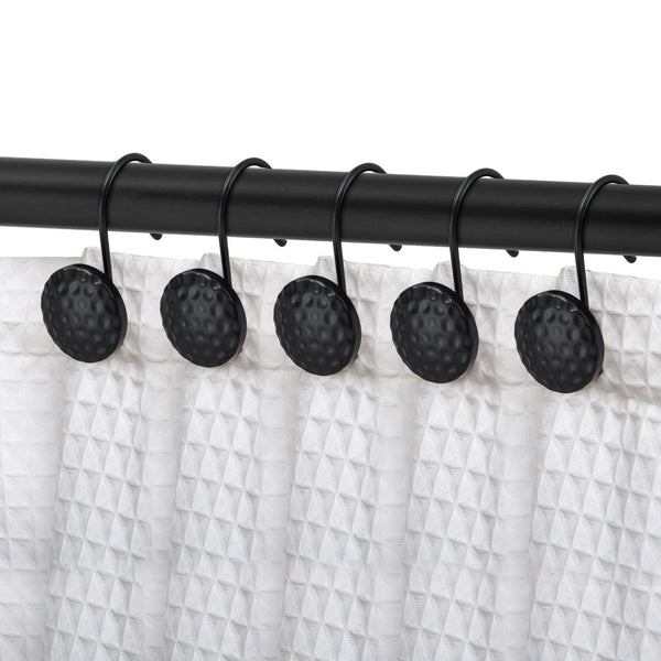 Loft97 HK28XX Shower Rings Hooks, Shower Curtain Rings Hooks for Bathroom, Rust Resistant Shower Curtain Hooks Rings, Set of 12, Chrome/Oil Rubbed Bronze/Brushed Nickel/Matte Black/Gold