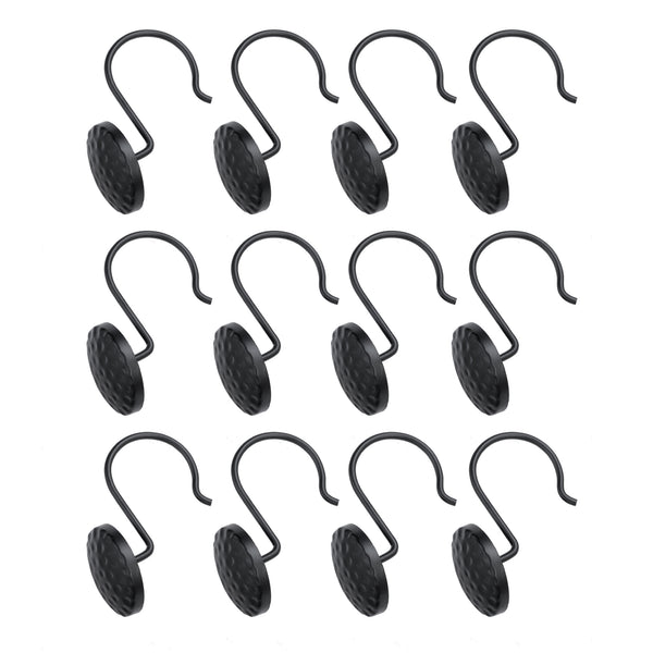 Loft97 HK28XX Shower Rings Hooks, Shower Curtain Rings Hooks for Bathroom, Rust Resistant Shower Curtain Hooks Rings, Set of 12, Chrome/Oil Rubbed Bronze/Brushed Nickel/Matte Black/Gold